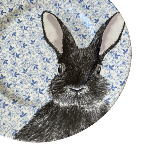 Royal Stafford Floral Blue Chintz Easter Bunny Dinner Plates 11in Set of 4 New - Picture 3 of 15